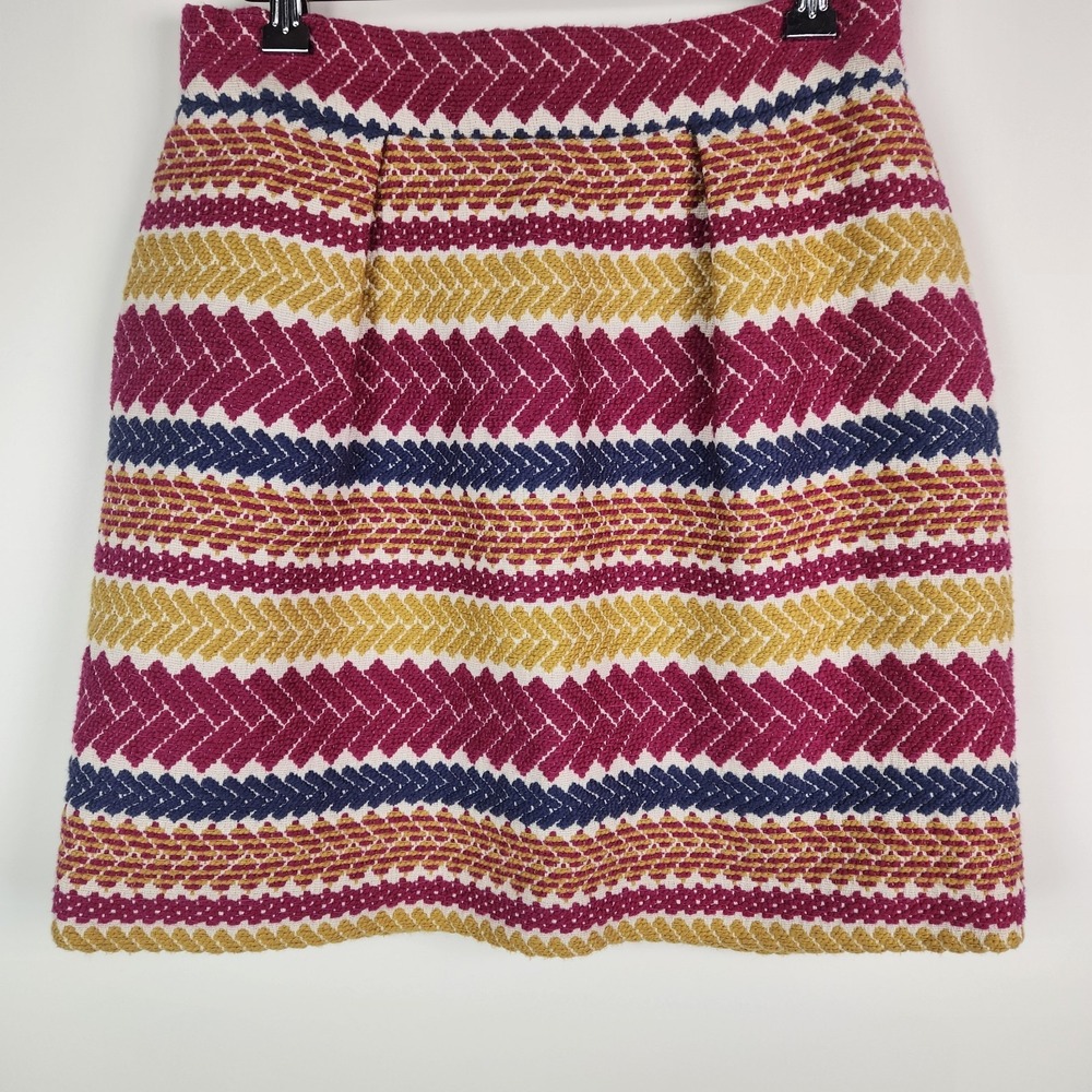 Anthropologie Nomad Morgan Carper Multicolor‎ Jacquard Embroidered Skirt Size S